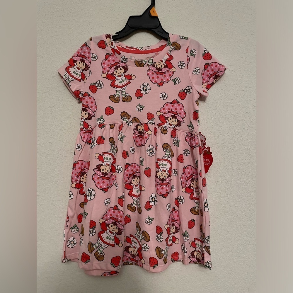 Strawberry shortcake Pink Kids Dress with Cartoon Print size 4T-NWT